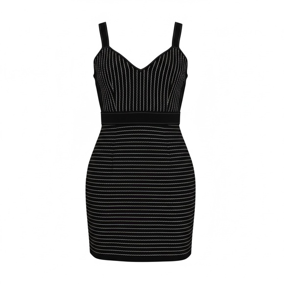 Derek Lam 10 Crosby Black Striped Bodycon Knit Dress Sleeveless Size 4 - Picture 4 of 6